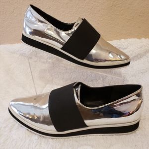 Karl Lagerfeld Silver and Black Loafers